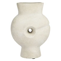 Hello Honey® Bloomingville 9" Tan Modern Terra Cotta Vase with Cut Out Detail
