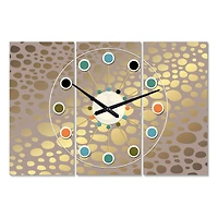 Designart 'Golden Marble Design Iii Oversized Mid-Century Modern Multipanel Wall Clock