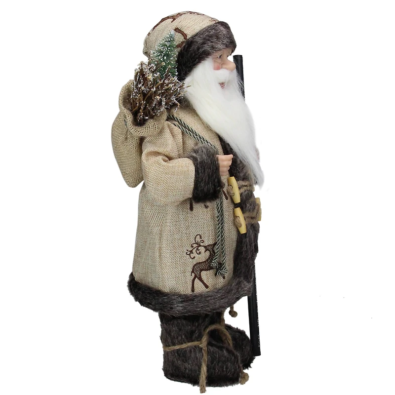 16.5" Country Rustic Santa Claus Carrying Sled & Sack of Gifts