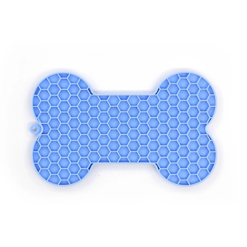 7" Blue Bone Pet Lick Mat by Fab Finds