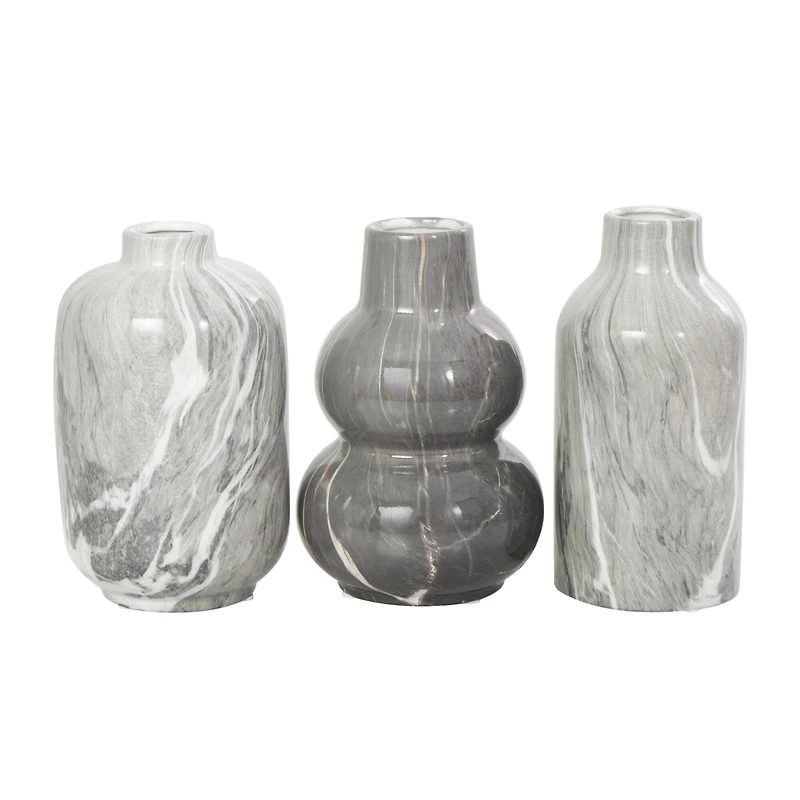 Gray Marble Inspired Ceramic Vase Set