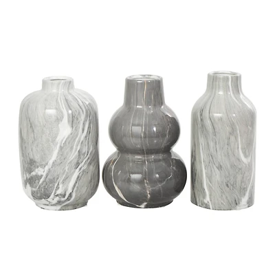 Gray Marble Inspired Ceramic Vase Set