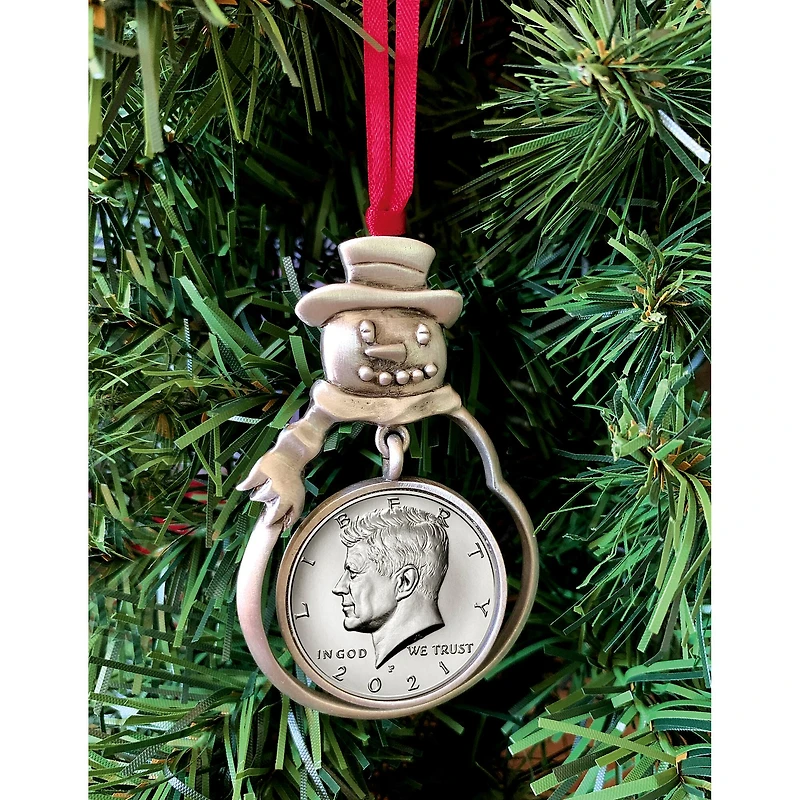JFK 2021 Half Dollar Snowman Ornament