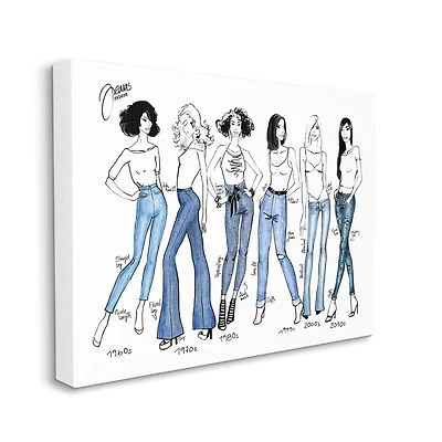 Stupell Industries Denim By Decades Female Fashion Jeans Blue White Canvas Wall Art