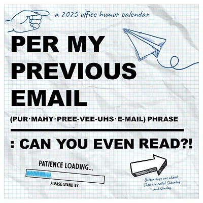TF Publishing 2025 Per My Previous Email Wall Calendar