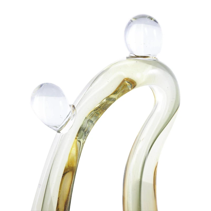 15" Orange Ombre Abstract Curved Glass Sculpture