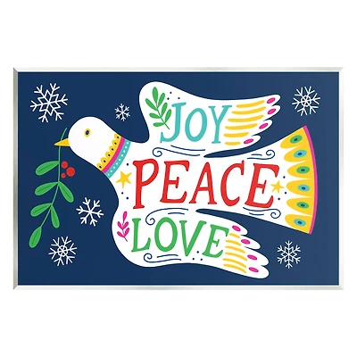 Stupell Industries Joy Peace Love Dove Holly Sprig Wall Plaque Art