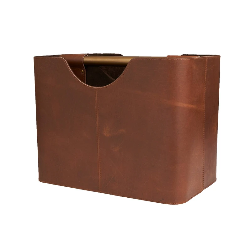 16" Brown Leather Magazine Holder