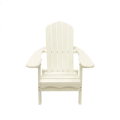 40" White Wooden Folding Outdoor Patio Adirondack Chair