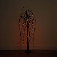 5ft. Orange & Purple LED Pre-Lit Halloween Black Willow Artificial Fall Tree