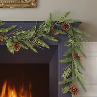 9ft. Green Cypress Spring Garland with Pinecones