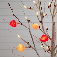 5ft. Pre-Lit Artificial Valentine's Day Twig Tree with 72 Heart Shaped LED Lights and Red Berries