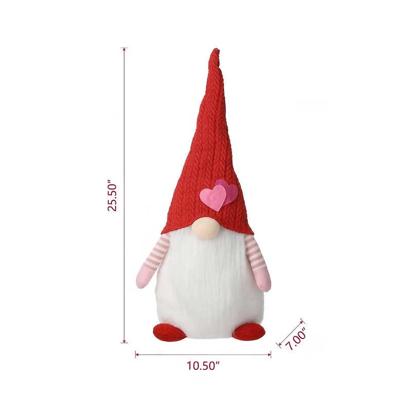 Glitzhome® 25.5" Valentine's Standing Fabric Gnome Décor