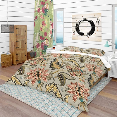 Designart 'Vintage Indian Floral Pattern' Tropical Bedding Set