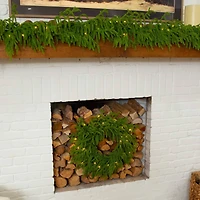 20in. Pre-Lit Artificial Real Touch Norfolk Island Pine Wreath with 35 Warm White LED Lights and Natural Look