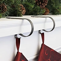 Original MantleClip® Holly Embossed Pewter Stocking Holders