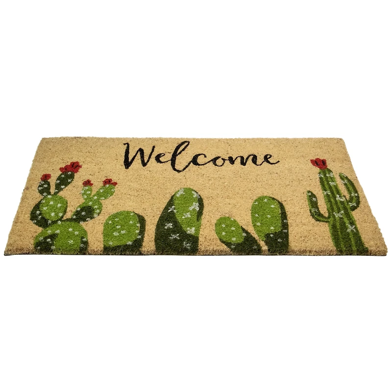Natural Coir Tropical Cactus Welcome Doormat