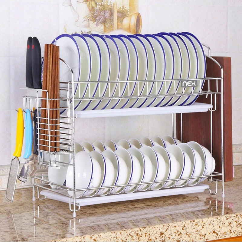 Stainless Steel 2-Tier Dish Rack
