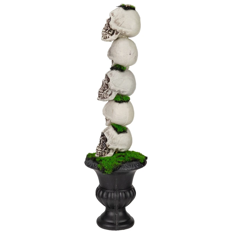 16" Skull Tower Topiary in Urn Halloween Decoration