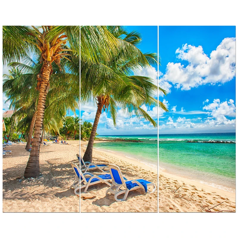 Designart - Blue chairs at the tropical white sand beach