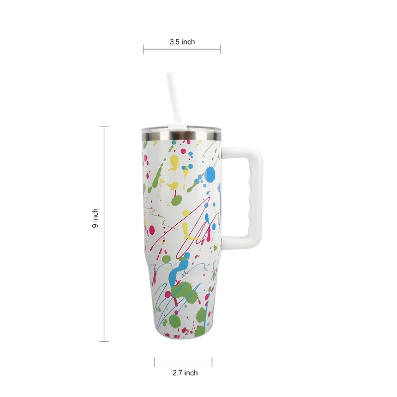 30oz. White Splatter Stainless Steel Insulated Tumbler by Celebrate It™