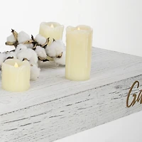 Whitewashed "Gather" Text Engraving Floating Wall Shelf