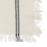 Hello Honey® Natural & Black Stripes Woven Cotton Tea Towels with Fringe Set