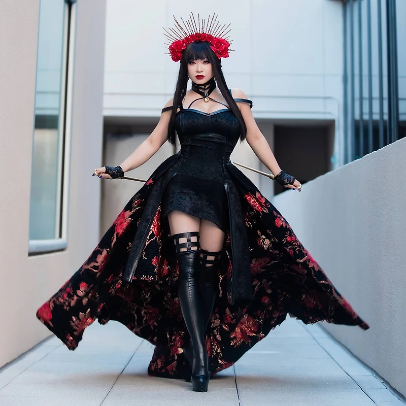 Cosplay by Yaya Han Red Floral Velvet Brocade Fabric