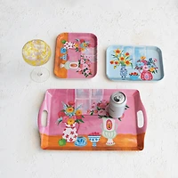 Hello Honey® 17.5" Flower Bamboo Fiber Tray with Handles