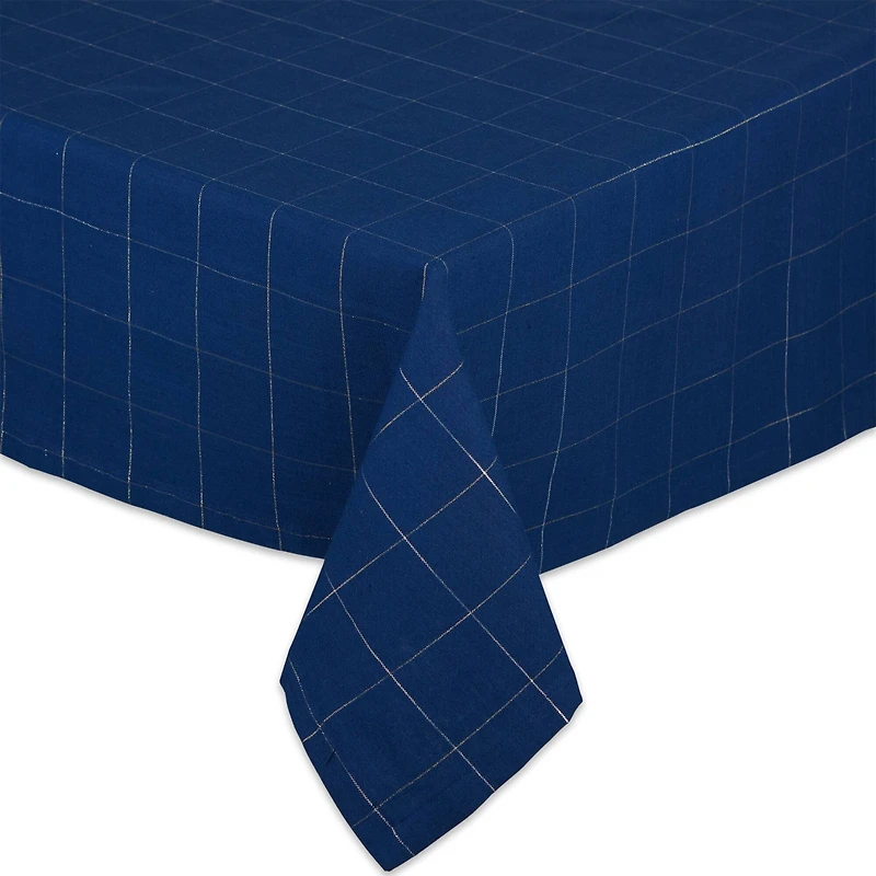 Blue Metallic Windowpane Tablecloth 60" x 84"