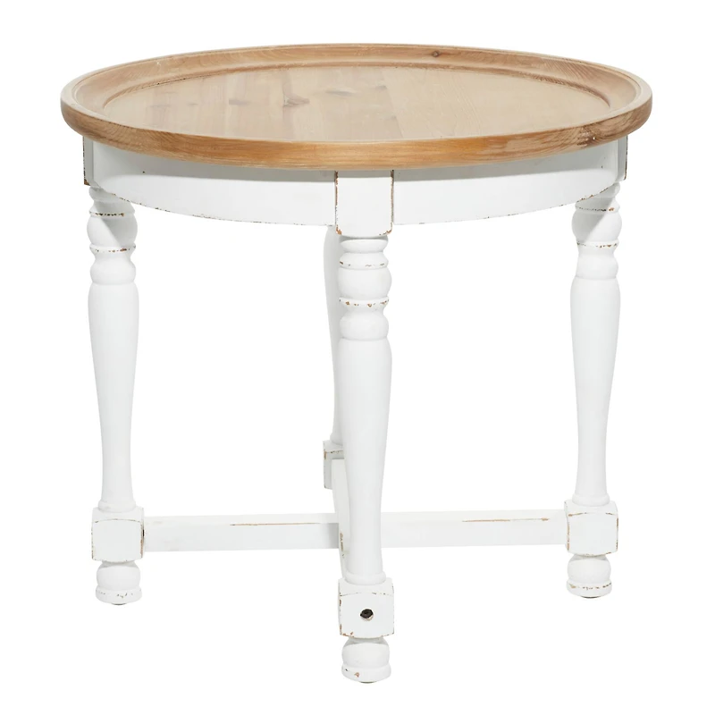 24" White Wood Farmhouse Accent Table