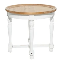 24" White Wood Farmhouse Accent Table
