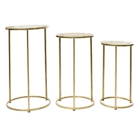 Gold Round Metal Glam Accent Table Set