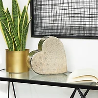 9" Silver Aluminum Heart Slanted Sculpture