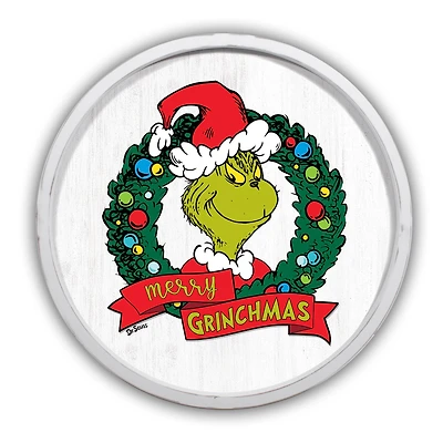 The Grinch Merry Grinchmas 20 x 20 Dr. Seuss Round White Framed Print