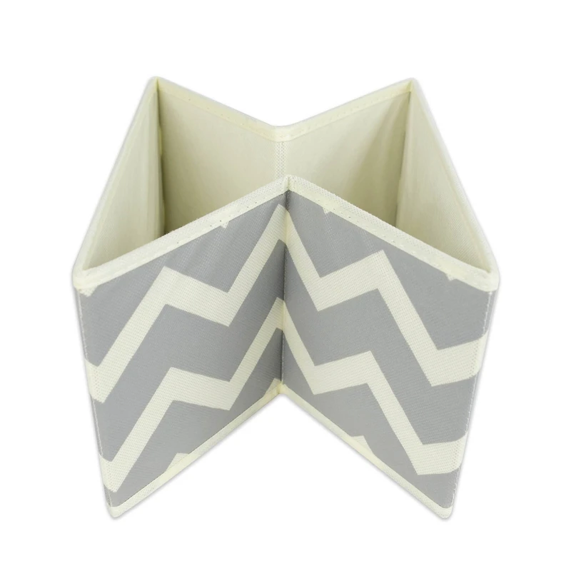 DII® 11" Gray Chevron Square Bin Set, 2ct.