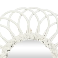 White Woven Rattan Round Wall Mirrors Set