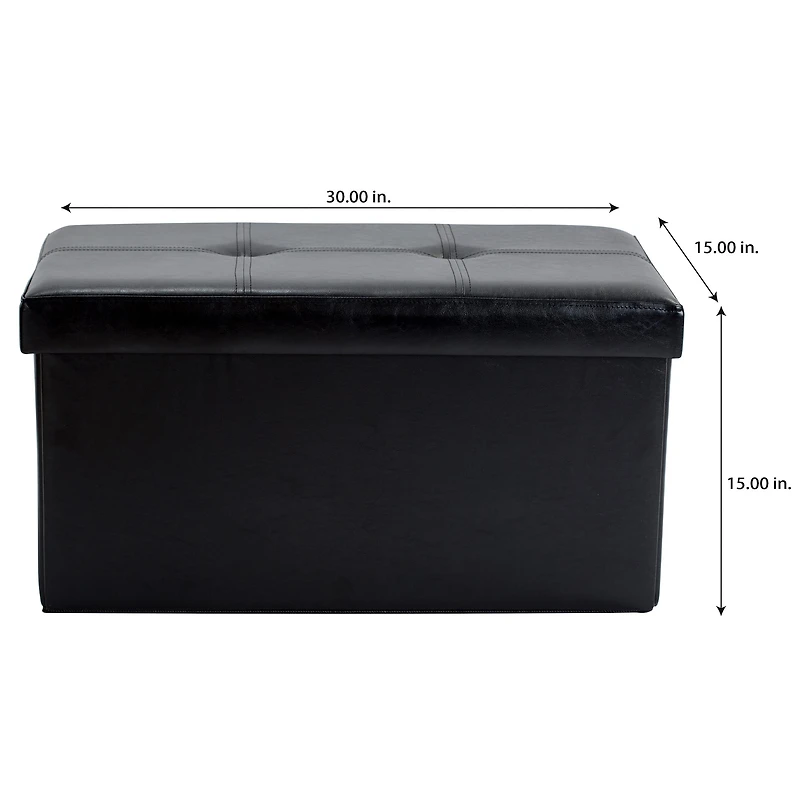Simplify Faux Leather Double Folding Storage Ottoman