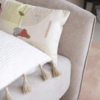 Hello Honey® 18" Natural Cotton & Linen Blend Pillow with Jute Tassels