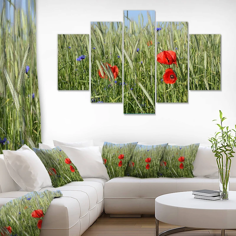 Designart - Rural Landscape with Red Poppies