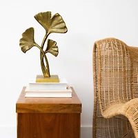 15" Gold Leaf Sculpture Decorative Accent