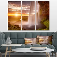 Designart - Seljalandsfoss Waterfall at Sunset