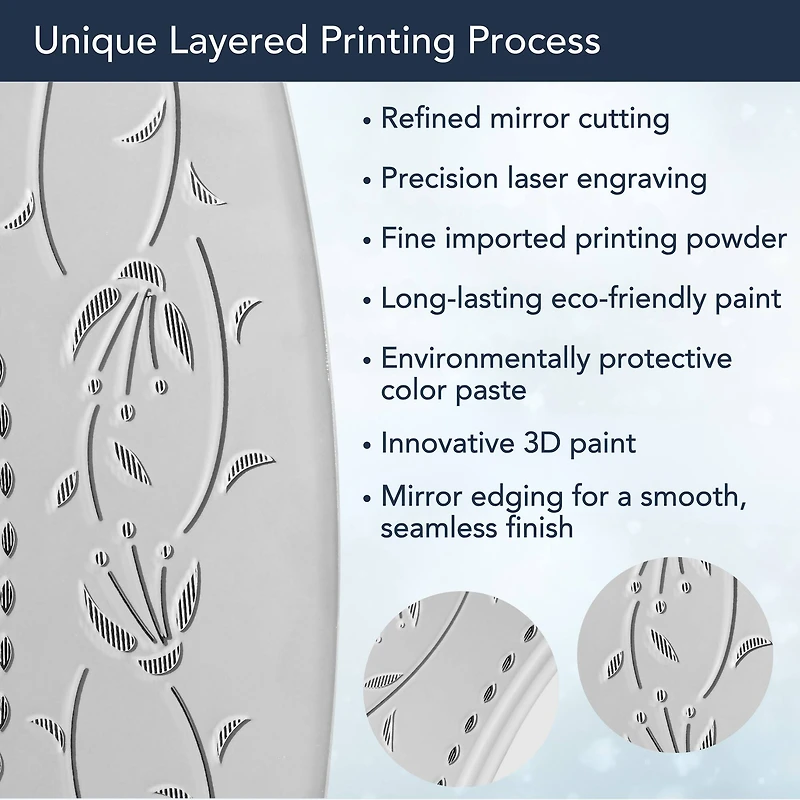 Head West Frosted Etched Tile Framed Oval Wall Vanity Mirror - 23" x 29"