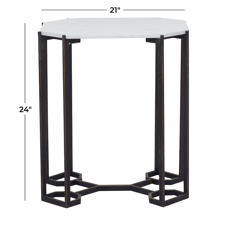 18" White Iron Contemporary Accent Table