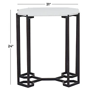 18" White Iron Contemporary Accent Table
