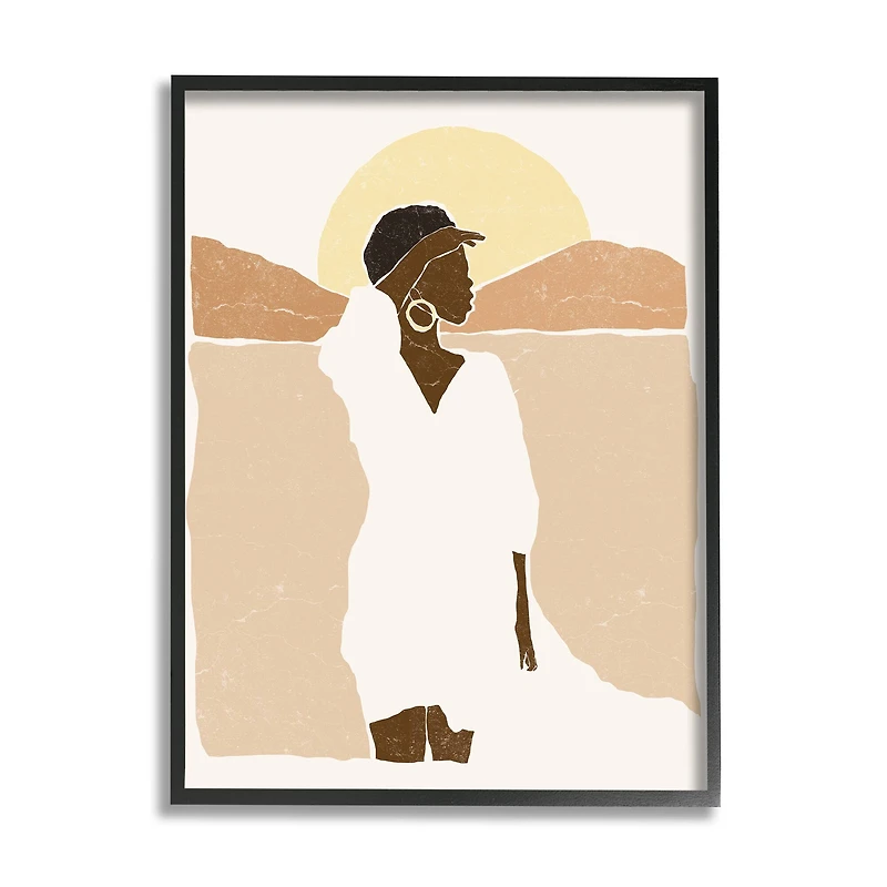 Stupell Industries Woman Gazing Across Canyon Desert Sunrise Landscape Framed Wall Art