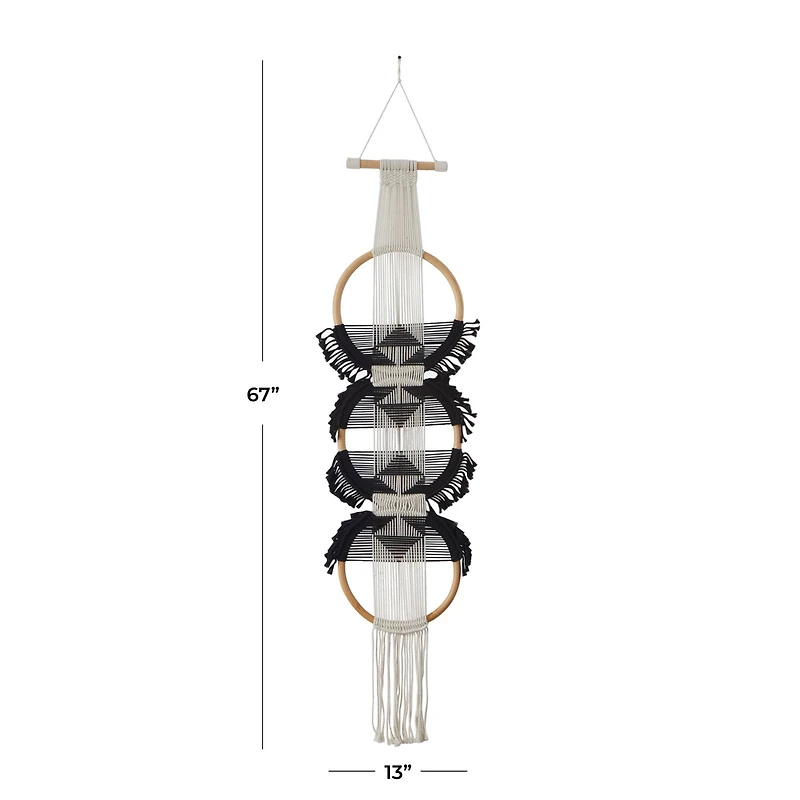 Black Fabric Bohemian Wall Decor, 13" x 1" x 67"
