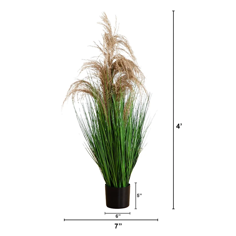 4ft. Green & Brown Artificial Pampas Grass in Black Pot