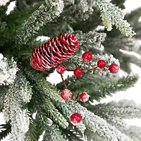 6.5ft. Unlit Real Touch™ Flocked Grove Fir Full Artificial Christmas Tree with Red Berries & Pinecones