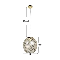 Hello Honey® Marina Natural Capiz & Gold Metal Orb Pendant Ceiling Light